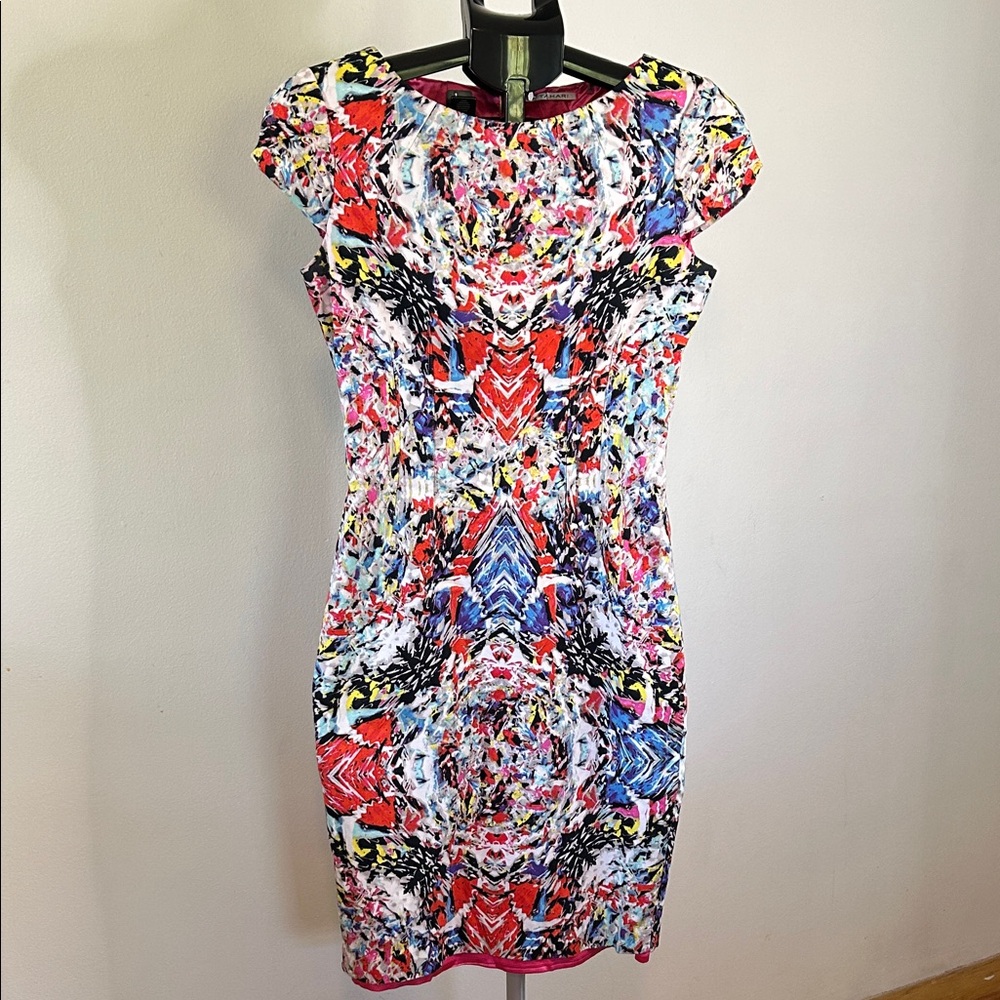 Tahari Colorful Abstract Print Mini Dress